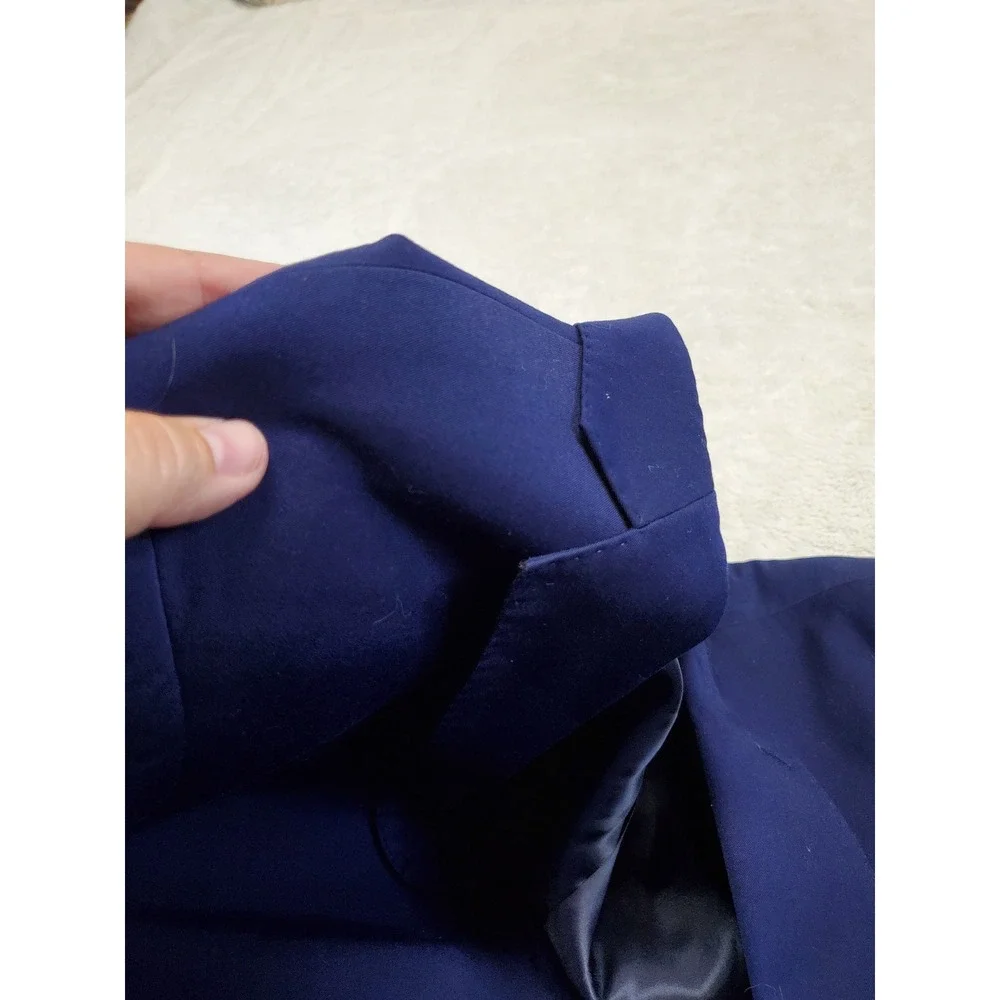 Calvin Klein Blue Office Suit Jacket Blazer 42L Pant 37x32 Classic Work Formal